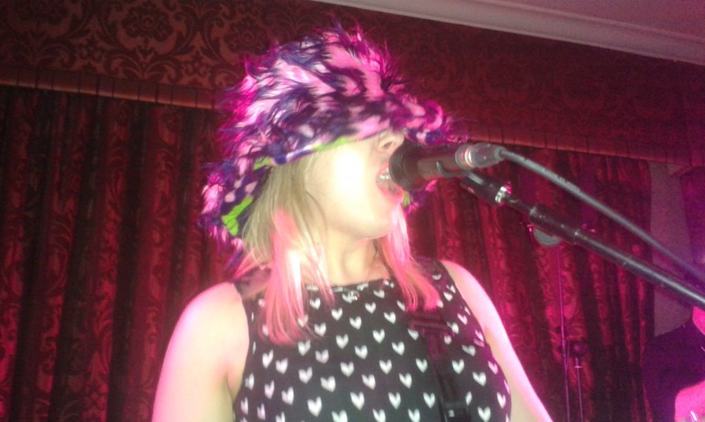 Pulse Wedding Band Western House Ayrshire 22-08-2015 Louise in funny hat covering eyes