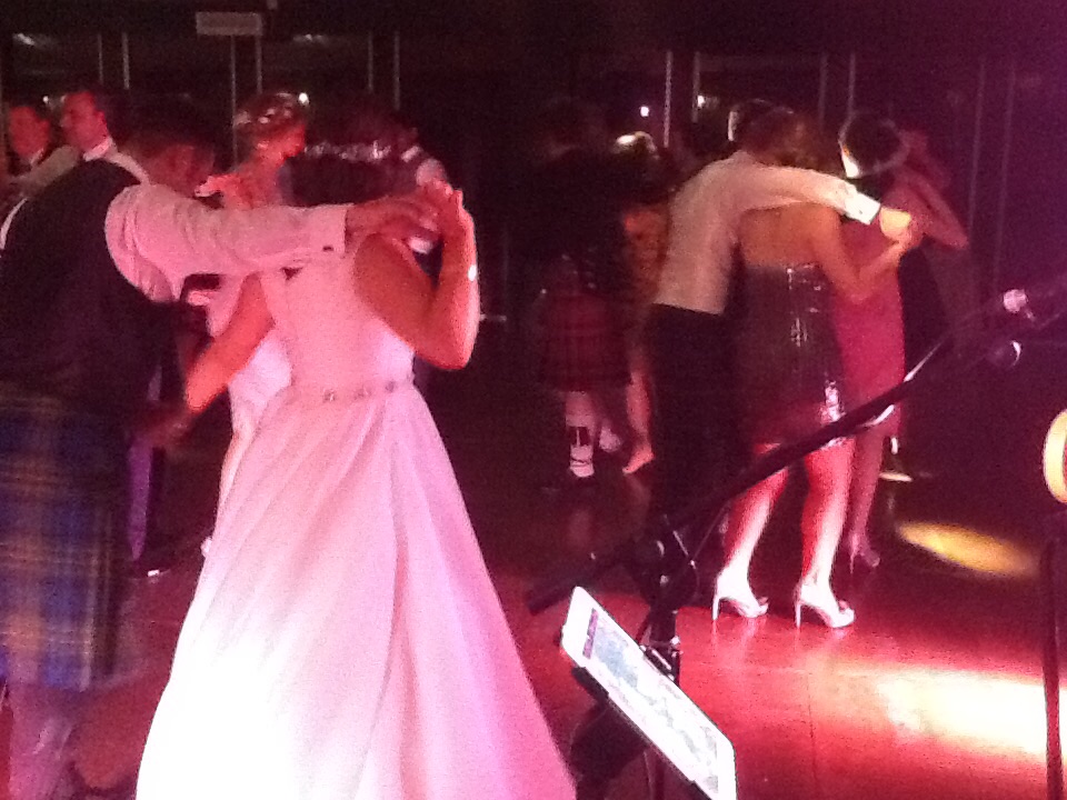 Wedding Band Ayrshire Ceilidh dancing on busy dance floor
