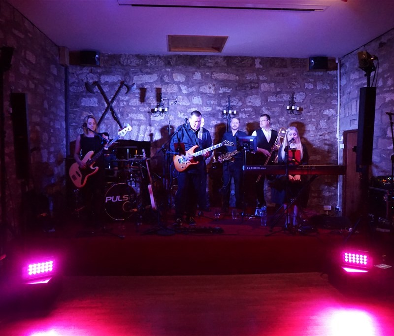 Pulse wedding band on stage at Culcreuch Castle Fintry near Glasgow