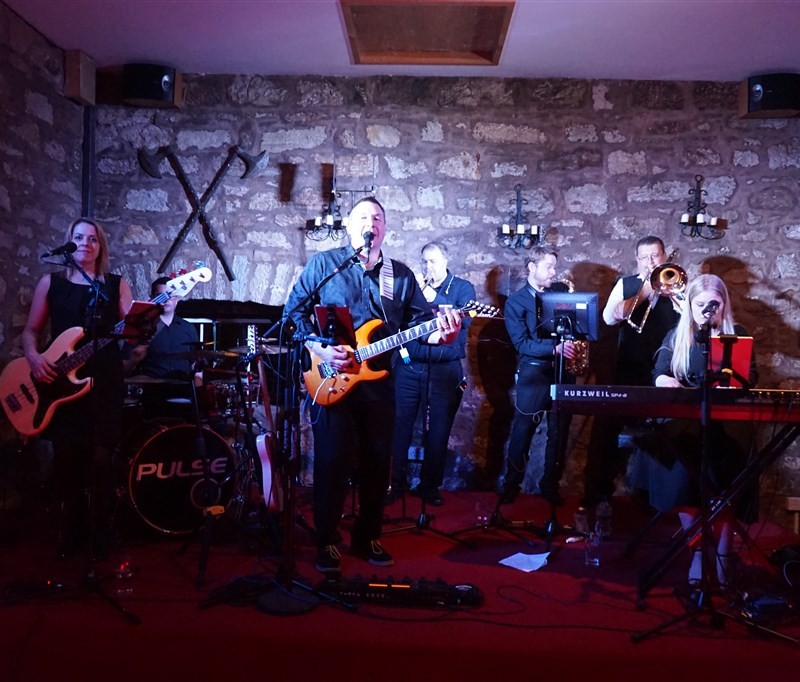 Pulse wedding band on stage at Culcreuch Castle Fintry near Glasgow