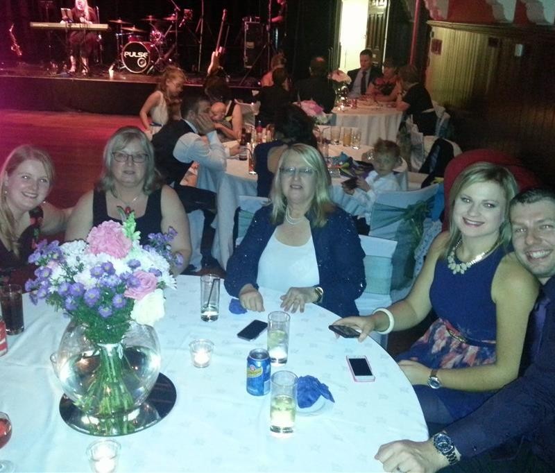 Pulse wedding bands Glasgow & Ayrshire in Rutherglen Town Hall Glasgow wedding guests at table