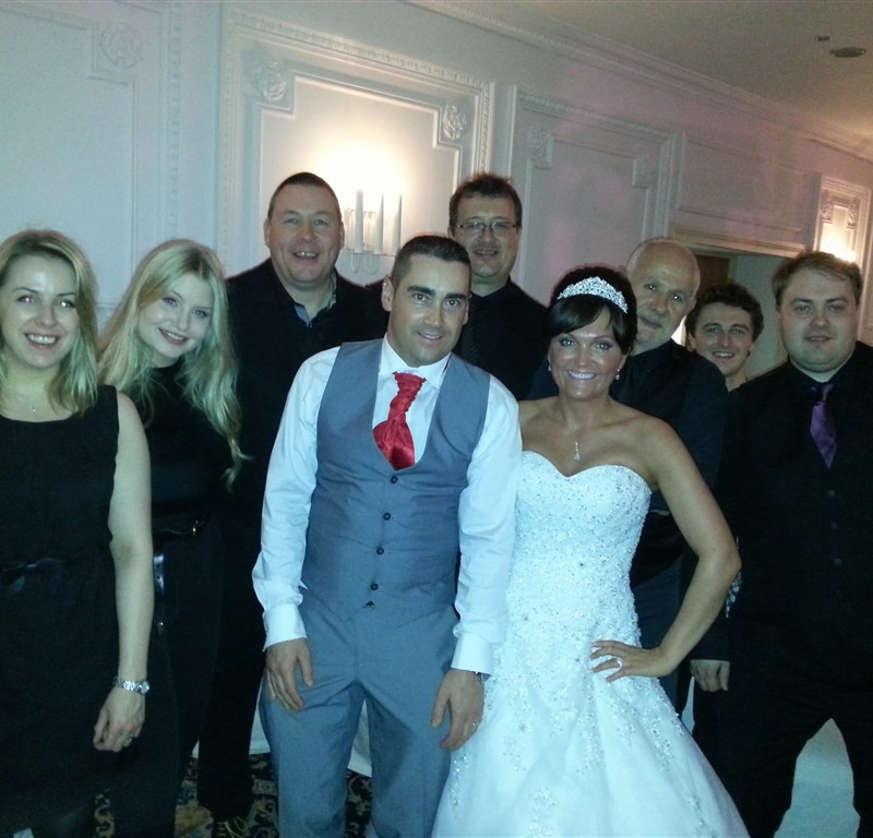 Pulse wedding band Glasgow & Ayrshire in Bothwell Bridge Hotel Motherwell bride and groom with the band