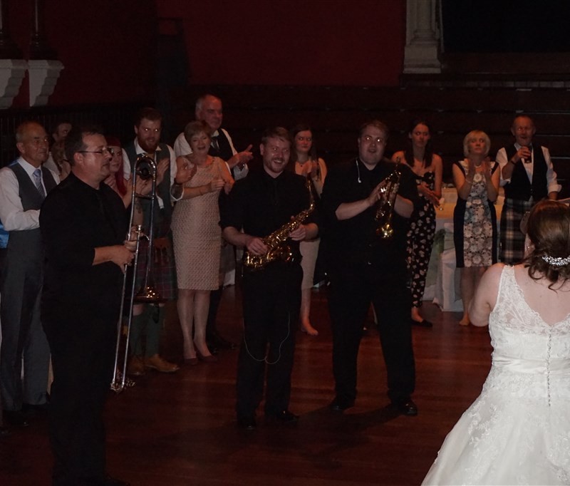 Pulse wedding bands Glasgow & Ayrshire brass section at Rutherglen Town Hall Glasgow near Glasgow