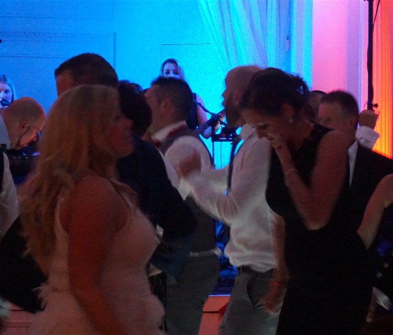 Pulse wedding band Glasgow & Ayrshire in Bothwell Bridge Hotel Motherwell people dancing on busy dance floor with band in background