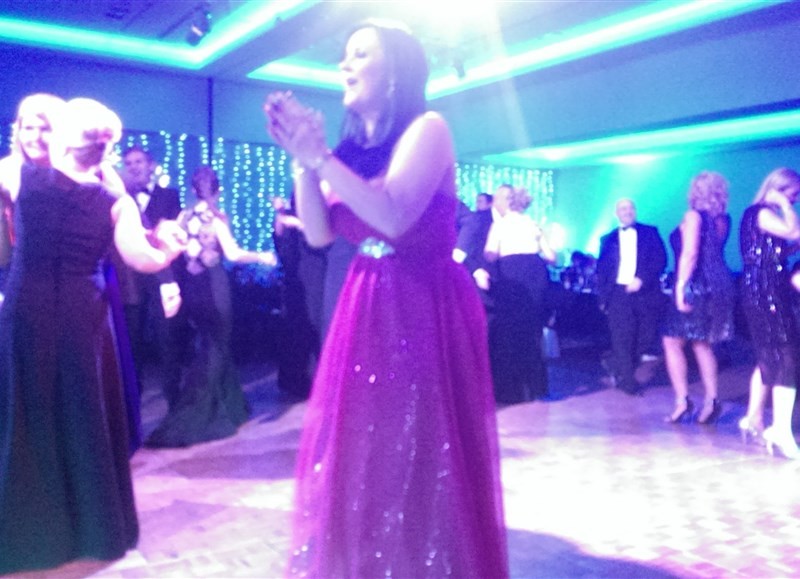 Pulse function band Glasgow & Ayrshire at St Andrew’s Sporting Club Winter Ball in the Radisson Blu Hotel in Glasgow people dancing on busy dance floor